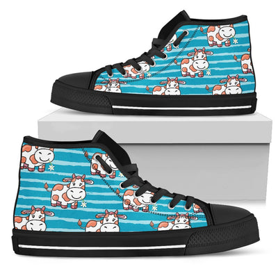 Cow Cute Print Pattern Women High Top Shoes