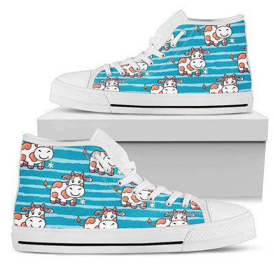 Cow Cute Print Pattern Women High Top Shoes