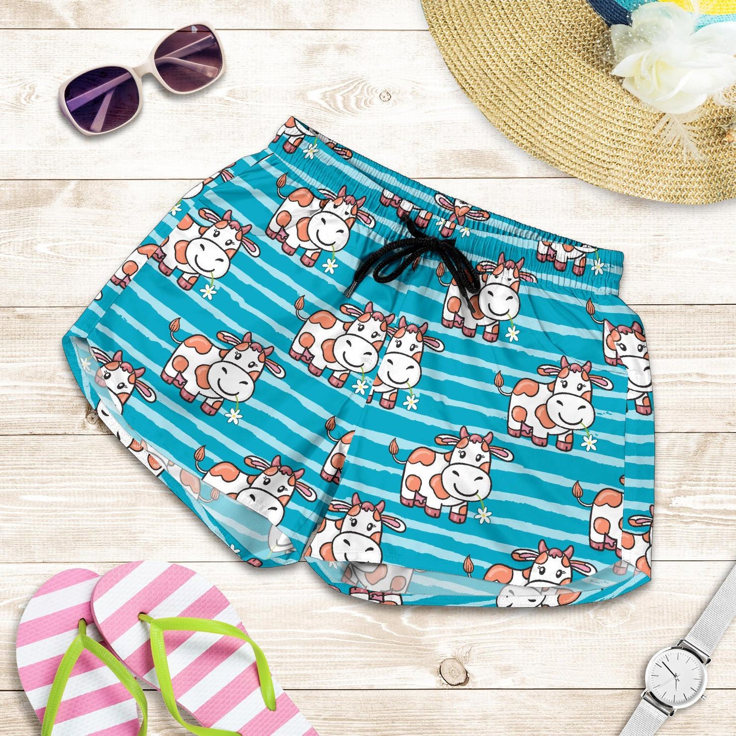 Cow Cute Print Pattern Women Shorts-JTAMIGO.COM