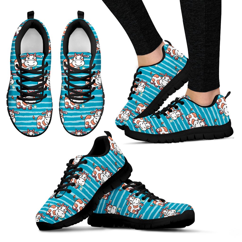 Cow Cute Print Pattern Women Sneakers Shoes