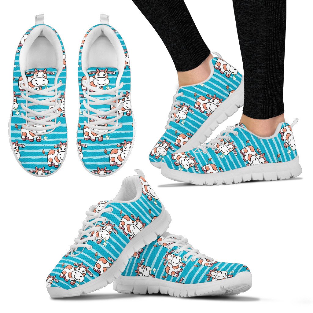 Cow Cute Print Pattern Women Sneakers Shoes