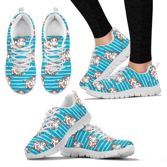 Cow Cute Print Pattern Women Sneakers Shoes