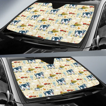 Cow Farm Design Print Car Sun Shade For Windshield