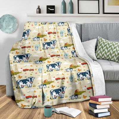 Cow Farm Design Print Fleece Blanket