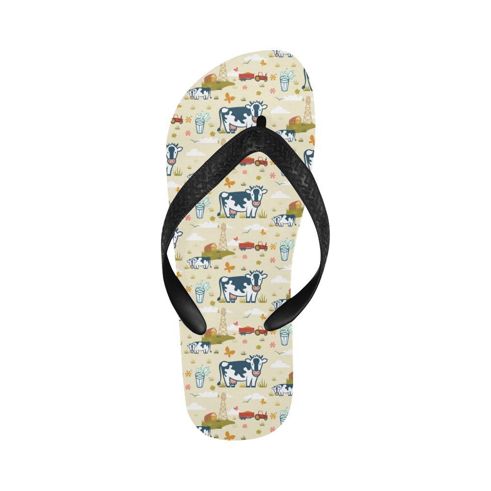 Cow Farm Design Print Flip Flops-JTAMIGO.COM