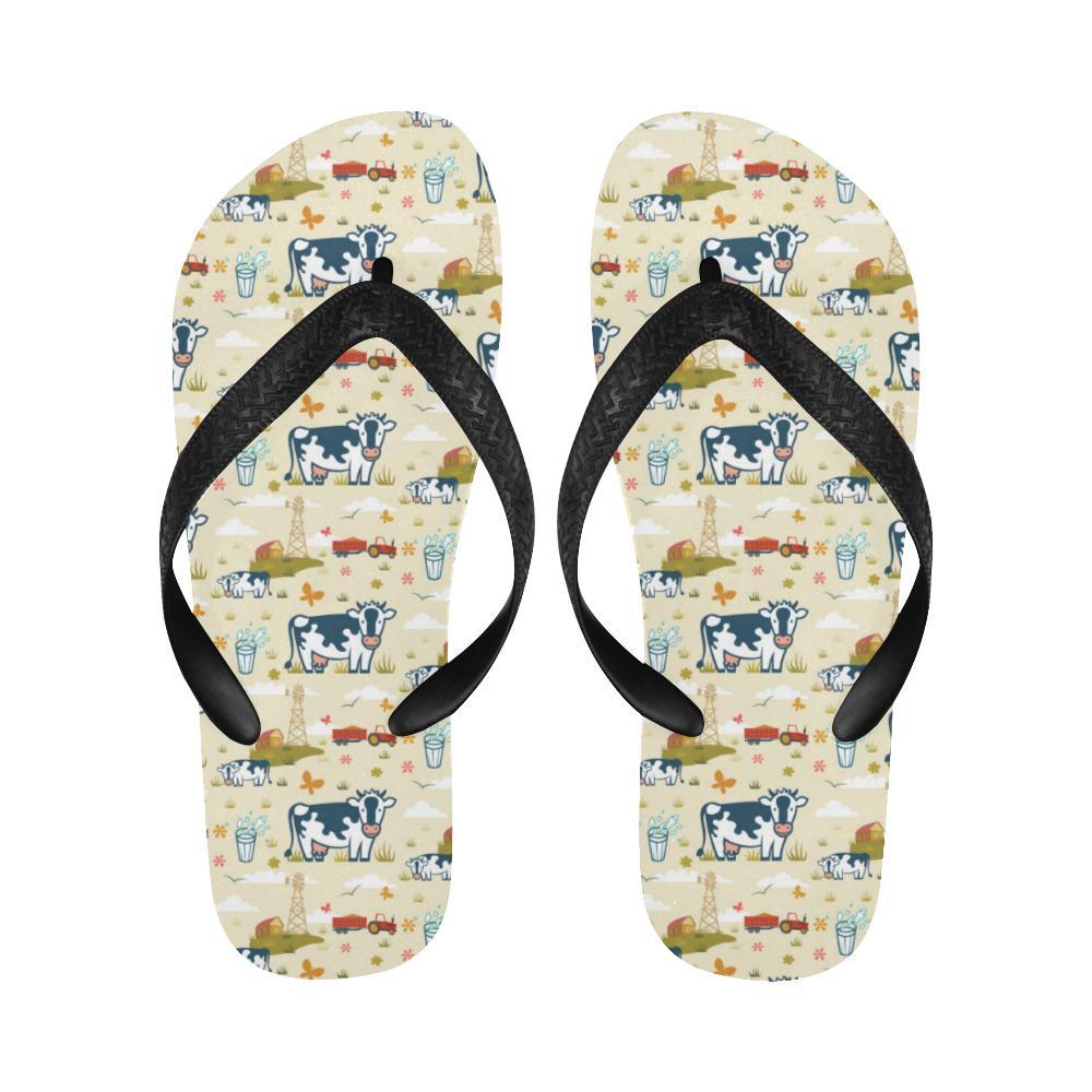 Cow Farm Design Print Flip Flops-JTAMIGO.COM