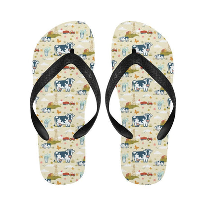 Cow Farm Design Print Flip Flops-JTAMIGO.COM