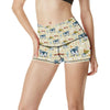 Cow Farm Design Print High Waisted Spandex Shorts-JTAMIGO.COM