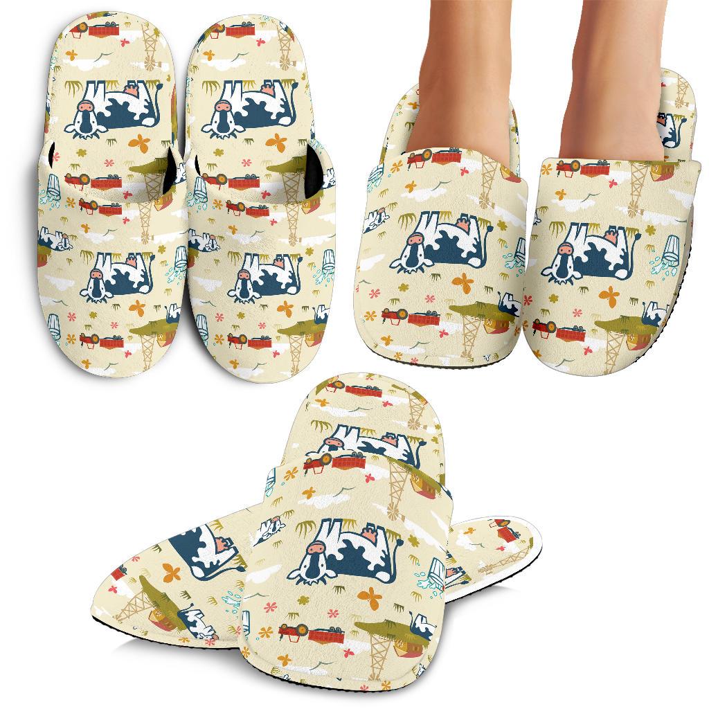 Cow Farm Design Print House Slippers