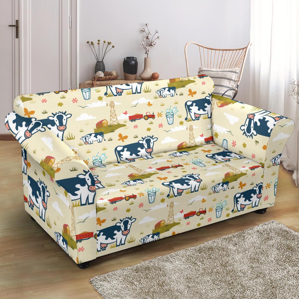 Cow Farm Design Print Loveseat Slipcover-JTAMIGO.COM