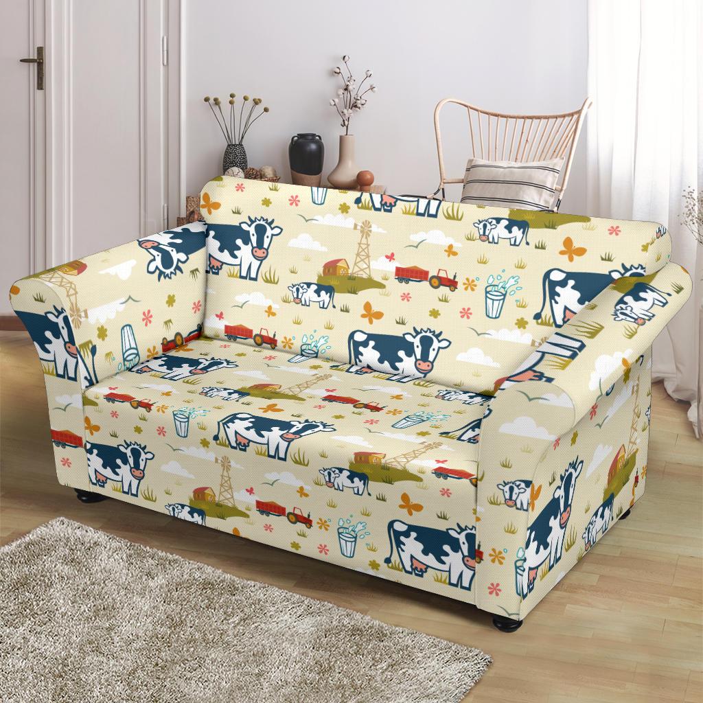 Cow Farm Design Print Loveseat Slipcover-JTAMIGO.COM