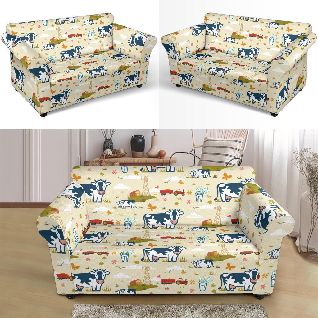 Cow Farm Design Print Loveseat Slipcover-JTAMIGO.COM