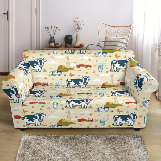 Cow Farm Design Print Loveseat Slipcover-JTAMIGO.COM