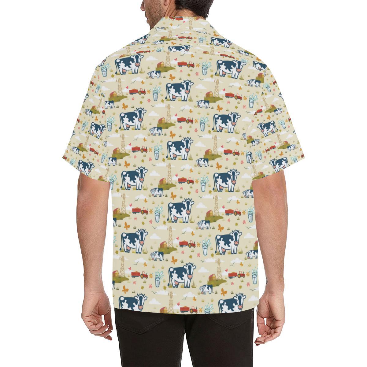 Cow Farm Design Print Men Aloha Hawaiian Shirt