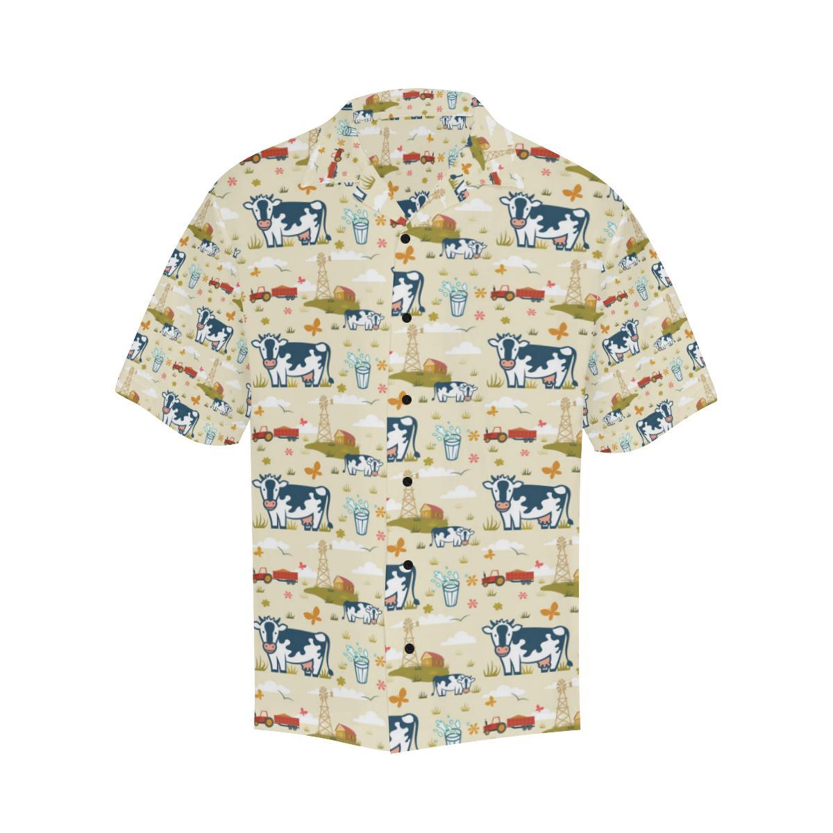 Cow Farm Design Print Men Aloha Hawaiian Shirt