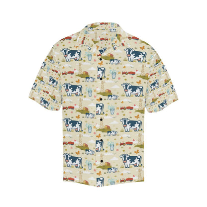 Cow Farm Design Print Men Aloha Hawaiian Shirt