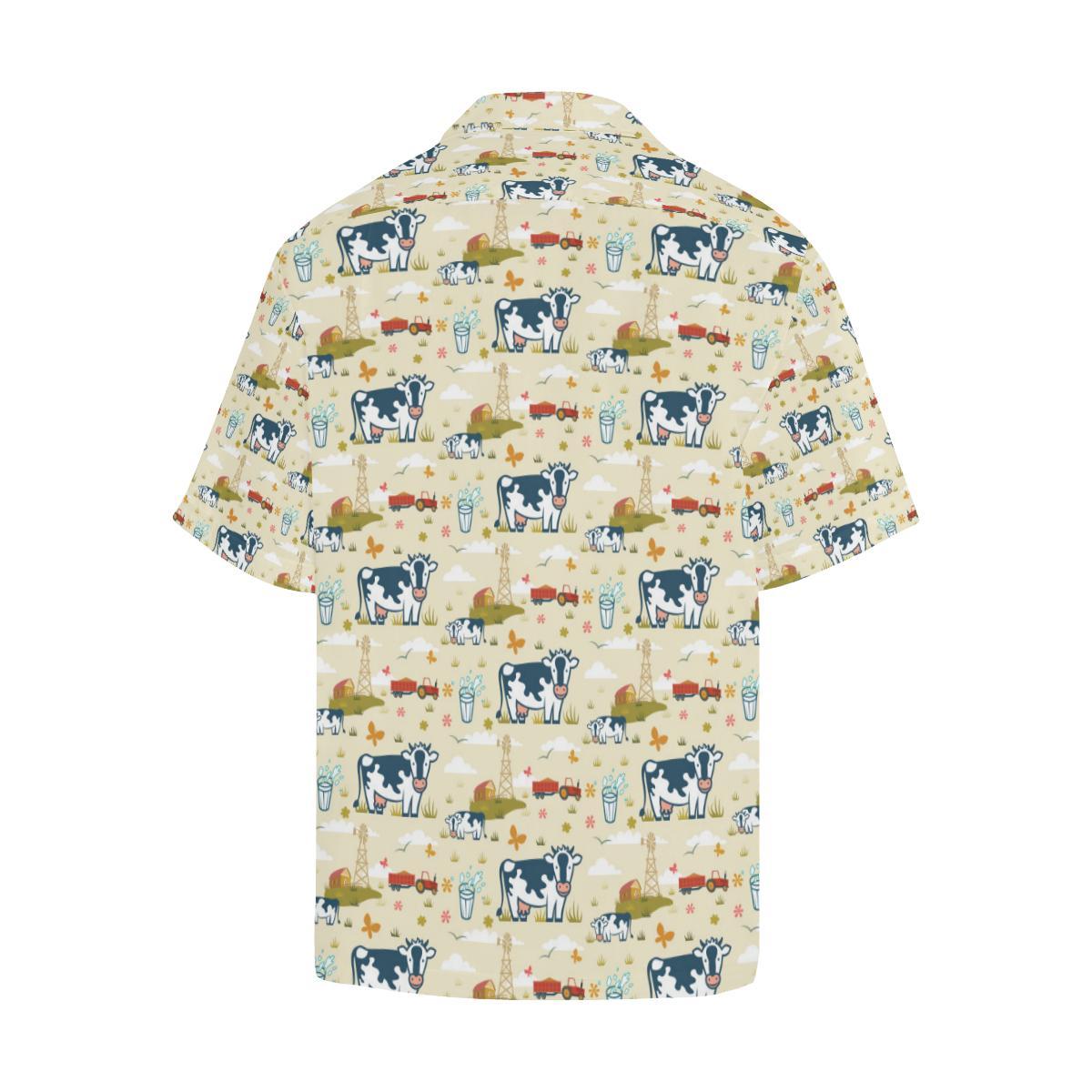 Cow Farm Design Print Men Aloha Hawaiian Shirt