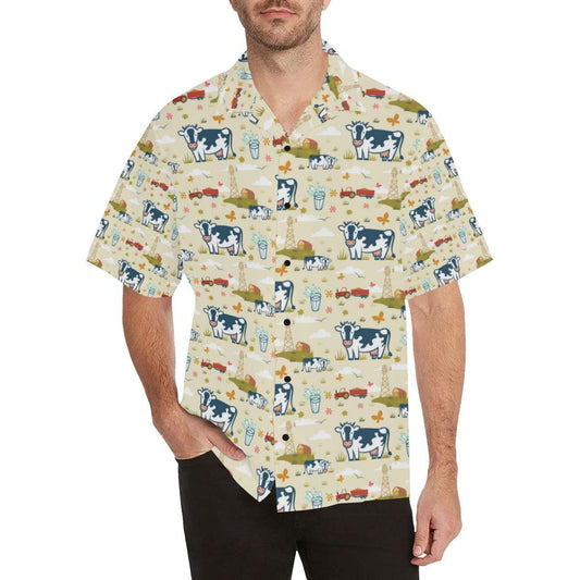 Cow Farm Design Print Men Aloha Hawaiian Shirt
