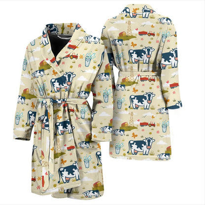 Cow Farm Design Print Men Bath Robe-JTAMIGO.COM