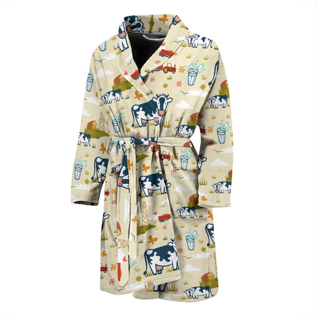 Cow Farm Design Print Men Bath Robe-JTAMIGO.COM