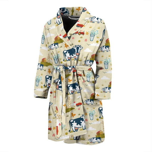 Cow Farm Design Print Men Bath Robe-JTAMIGO.COM