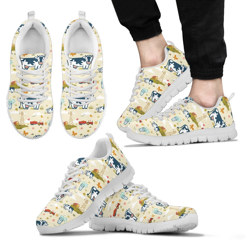 Cow Farm Design Print Men Sneakers Shoes