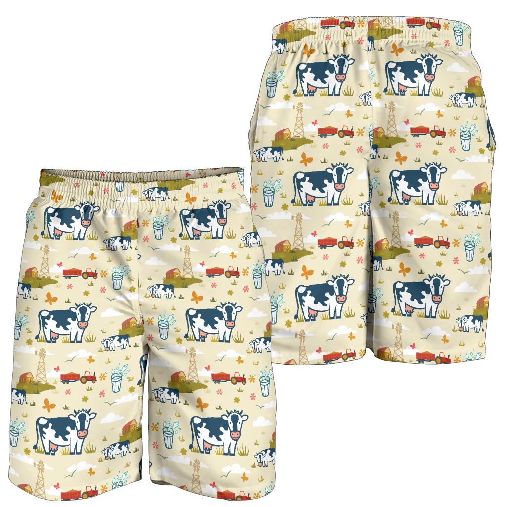 Cow Farm Design Print Mens Shorts-JTAMIGO.COM