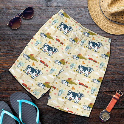 Cow Farm Design Print Mens Shorts-JTAMIGO.COM