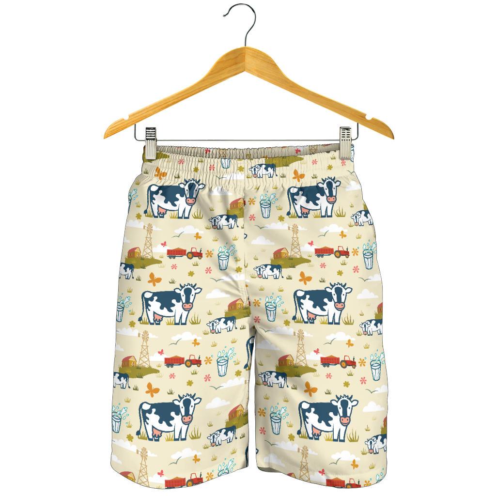 Cow Farm Design Print Mens Shorts-JTAMIGO.COM