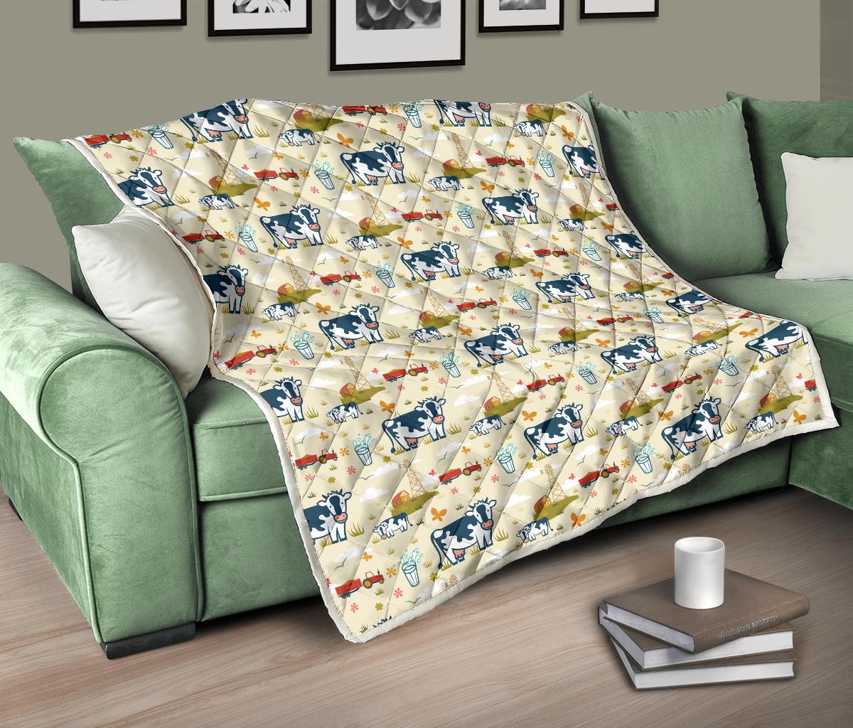 Cow Farm Design Print Premium Quilt-JTAMIGO.COM