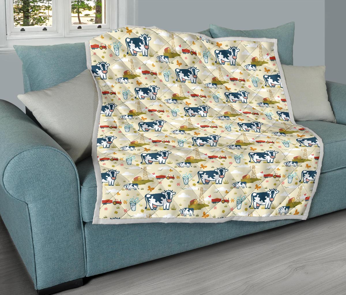 Cow Farm Design Print Premium Quilt-JTAMIGO.COM