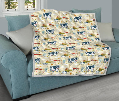 Cow Farm Design Print Premium Quilt-JTAMIGO.COM