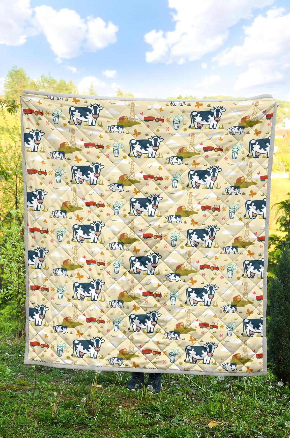 Cow Farm Design Print Premium Quilt-JTAMIGO.COM