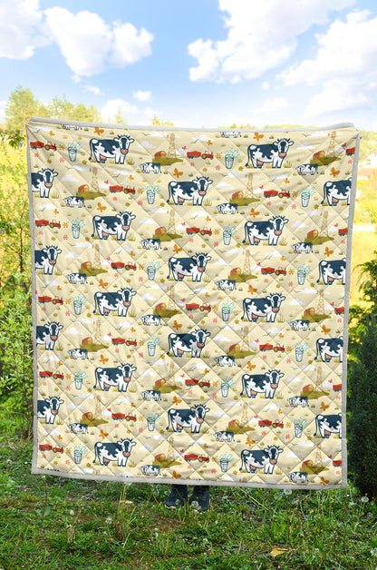 Cow Farm Design Print Premium Quilt-JTAMIGO.COM