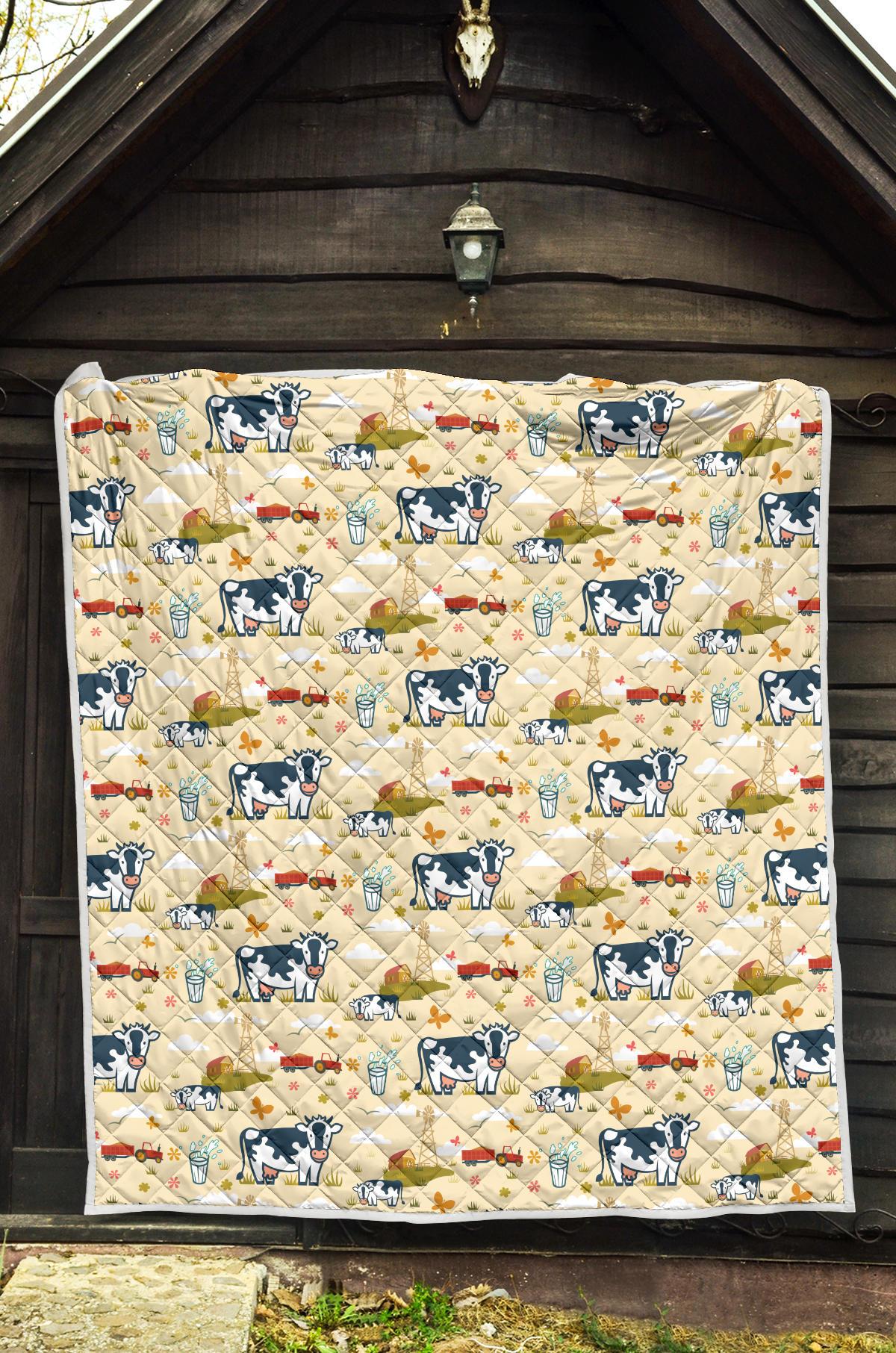 Cow Farm Design Print Premium Quilt-JTAMIGO.COM