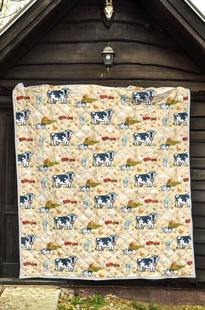 Cow Farm Design Print Premium Quilt-JTAMIGO.COM