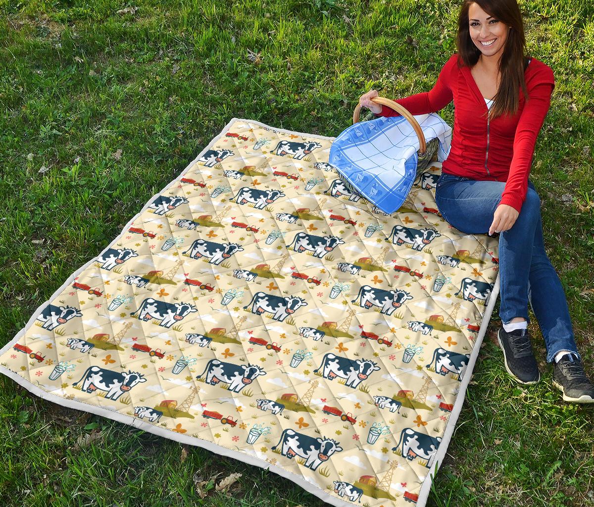 Cow Farm Design Print Premium Quilt-JTAMIGO.COM