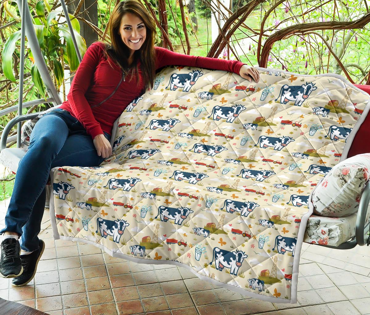 Cow Farm Design Print Premium Quilt-JTAMIGO.COM