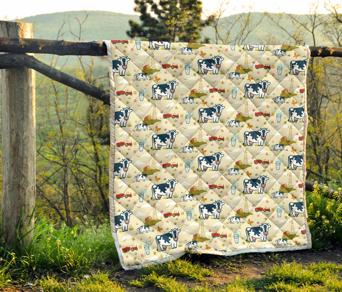 Cow Farm Design Print Premium Quilt-JTAMIGO.COM