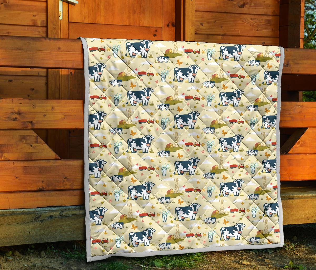 Cow Farm Design Print Premium Quilt-JTAMIGO.COM