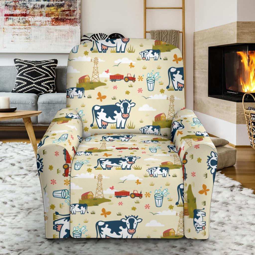 Cow Farm Design Print Single Sofa Slipcover -JTAMIGO.COM