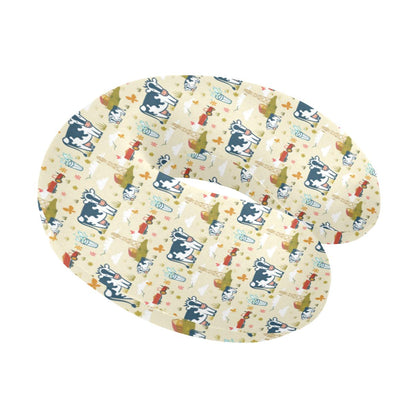 Cow Farm Design Print U-Shaped Travel Neck Pillow-JTAMIGO.COM