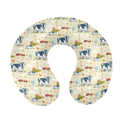 Cow Farm Design Print U-Shaped Travel Neck Pillow-JTAMIGO.COM
