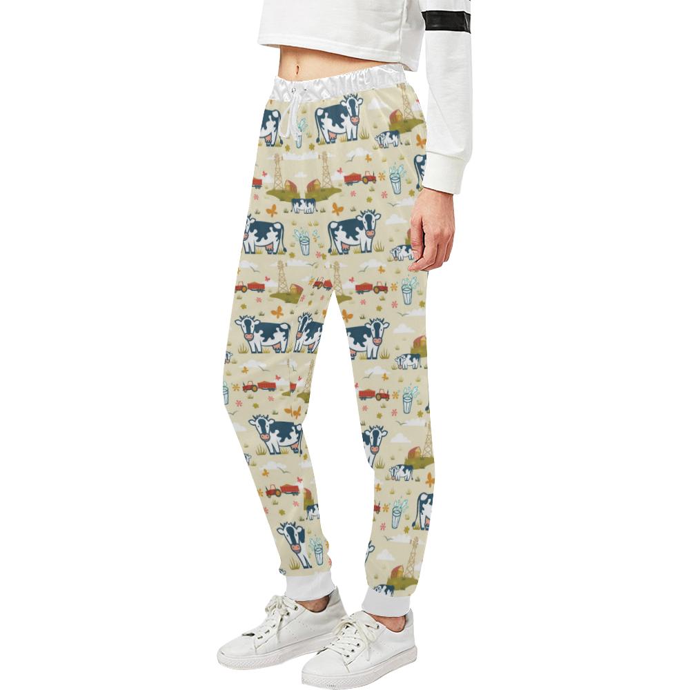 Cow Farm Design Print Unisex Casual Sweatpants (Model L11)-JTAMIGO.COM