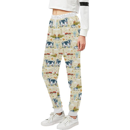 Cow Farm Design Print Unisex Casual Sweatpants (Model L11)-JTAMIGO.COM