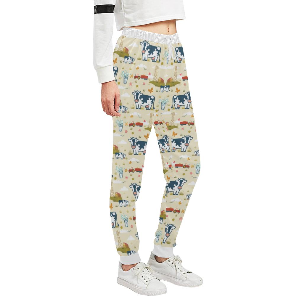 Cow Farm Design Print Unisex Casual Sweatpants (Model L11)-JTAMIGO.COM