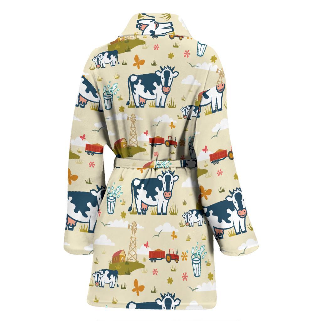 Cow Farm Design Print Women Bath Robe-JTAMIGO.COM