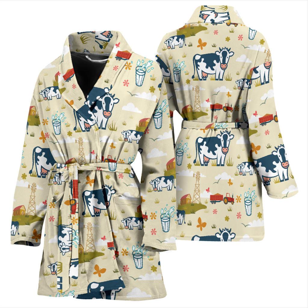 Cow Farm Design Print Women Bath Robe-JTAMIGO.COM
