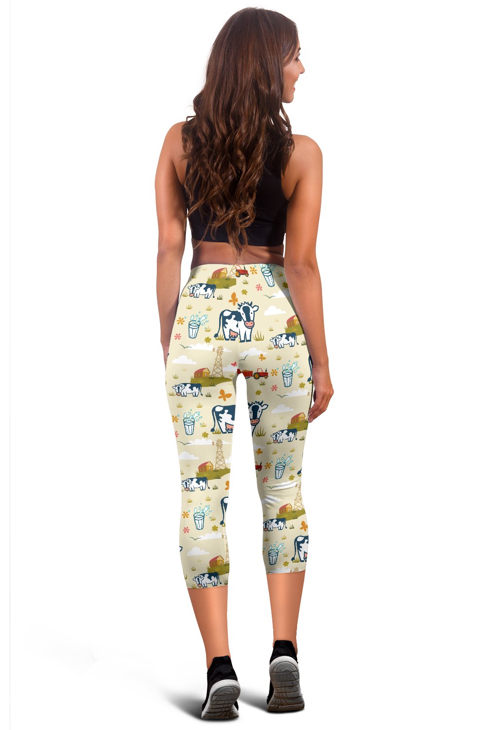 Cow Farm Design Print Women Capris