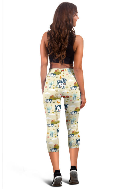Cow Farm Design Print Women Capris